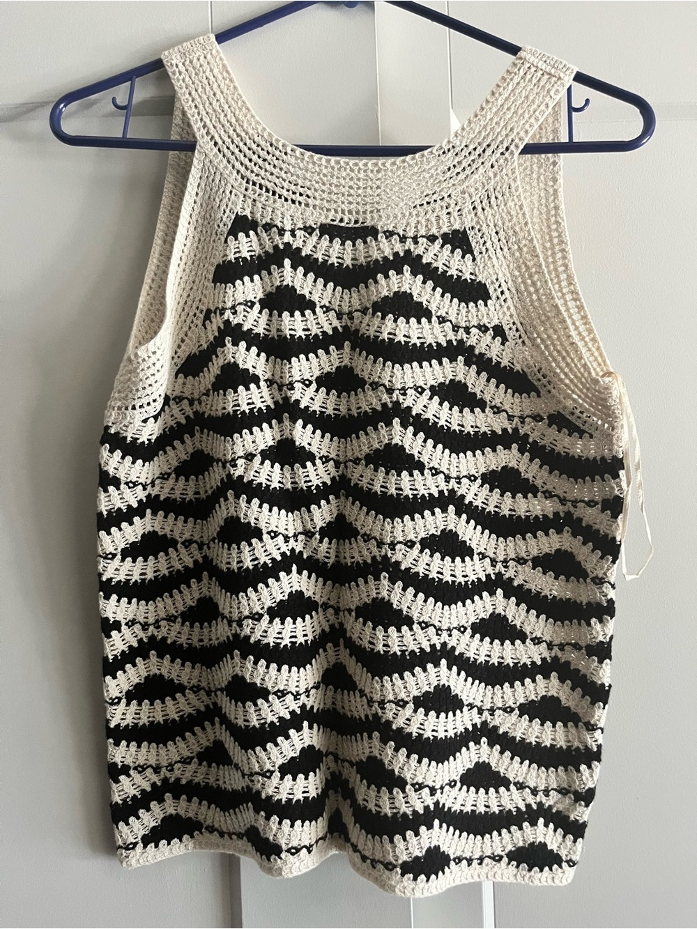 LOFT Cream and Black Crochet Tank